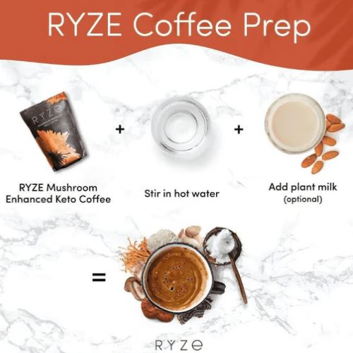 Ryze Mushroom Coffee 30 Serving - Pack of 2 with FREE Wooden Acacia Spoon